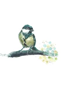Watercolour bird sitting on the branch