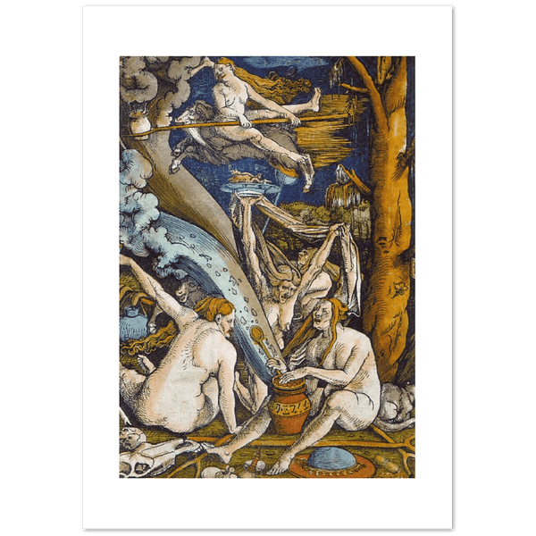Hans Baldung Grien- Witches - Woodcut 1508 -  Premium Matte Paper Poster