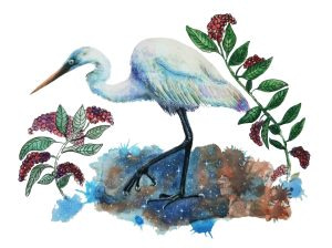 BIRD No 7 Original watercolour painting -by Aya