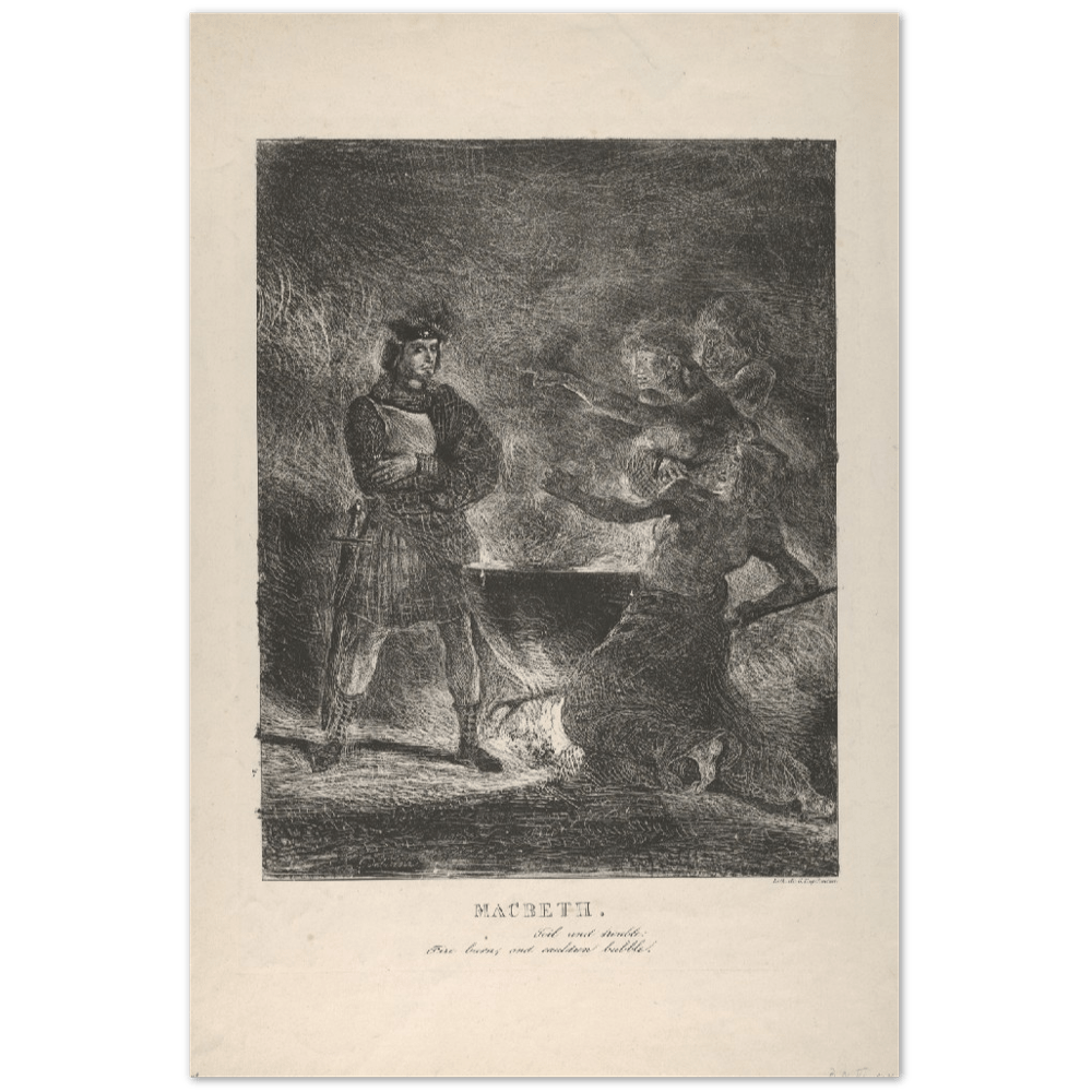 Macbeth Consulting the Witches 1825 by Eugène Delacroix - Premium Matte Paper Poster