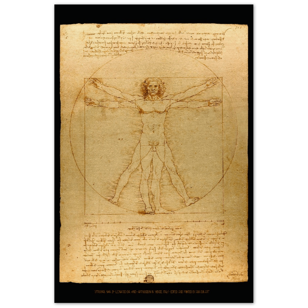 Vitruvian Man by Leonardo Da Vinci - Wood Prints